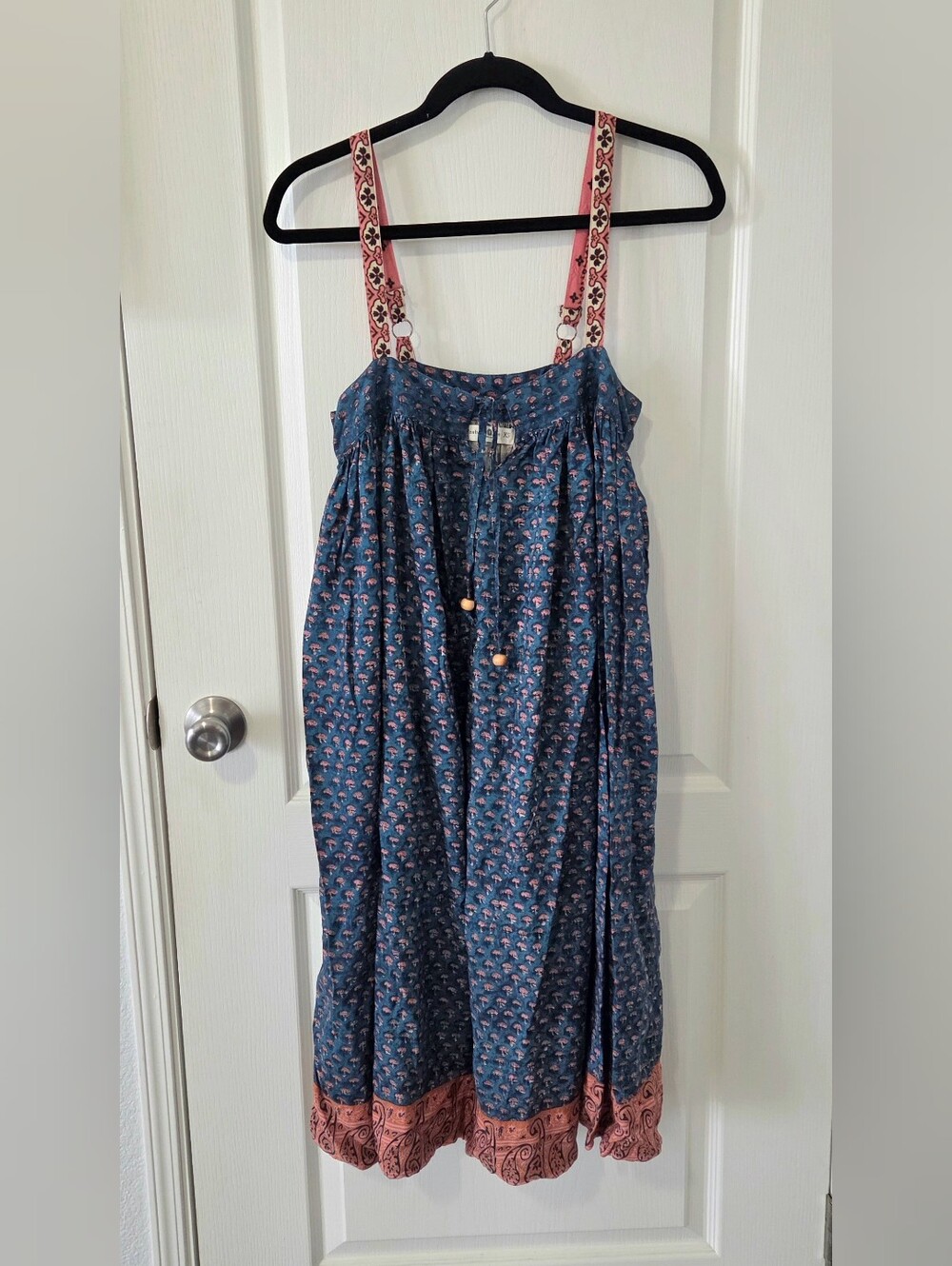 NATURAL LIFE Blue Printed Maxi Skirt with Coral Hem